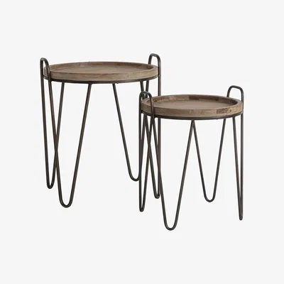 Perch and Parrow Marvin Fir Wood Hairpin Set of Nesting Tables