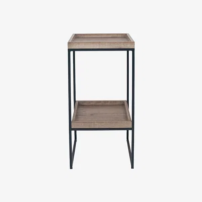 Pagazzi Gallery Natural Wood & Black Metal Side Table