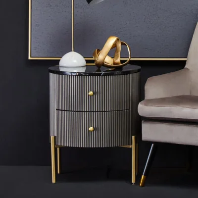 Pagazzi Dervio Black Marble and Grey Wood Effect 2 Drawer Chest