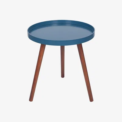 Pagazzi Halston Sapphire Blue & Brown Pine Wood Round Table