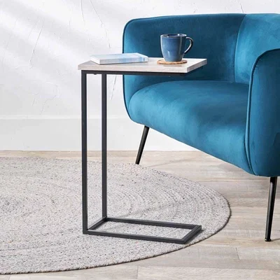 Pagazzi Soho Grey Oak and Black Metal Side Table