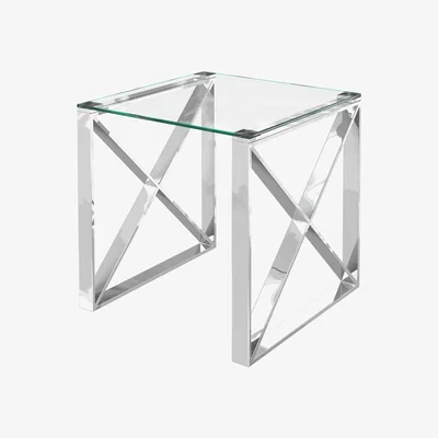 Pagazzi Maxi Polished Chrome and Glass Side Table