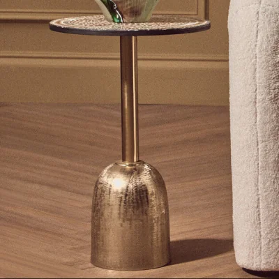 Pagazzi Inventivo Mosaic Top Side Table with Gold Finish Base