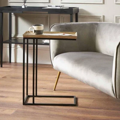 Pagazzi Franklin Black & Gold Metal Side Table
