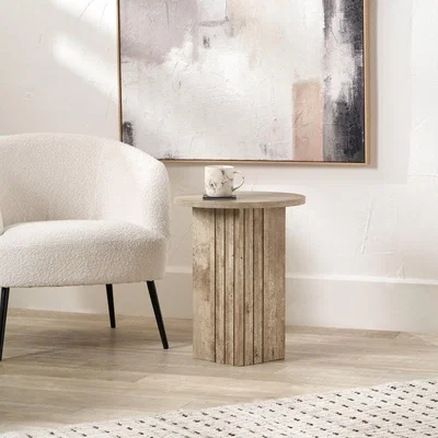 Pagazzi Elkton Wood Veneer Groove Detail Side Table