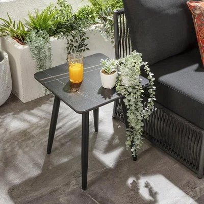 Quatropi Portals Ceramic Garden Side Table Black