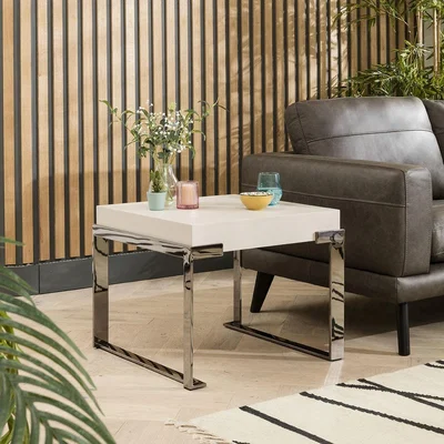 Quatropi Modern Side Table - Matte Chalk - Square