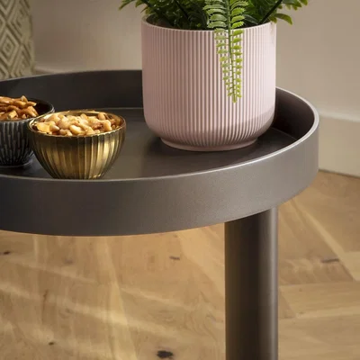 Quatropi Forge Round Metal Side Table Grey 40cm