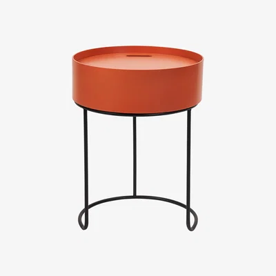 The Range Hugo Wood and Metal Storage Table - Tobaco Top , Black legs
