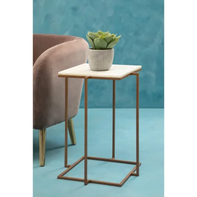 The Range Shalimar Side Table With Gold Finish Legs - Gold