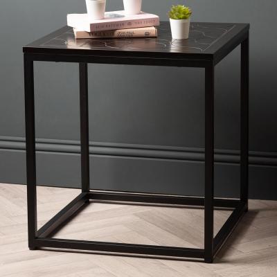 The Range Metal End Table with Wooden Top - Black