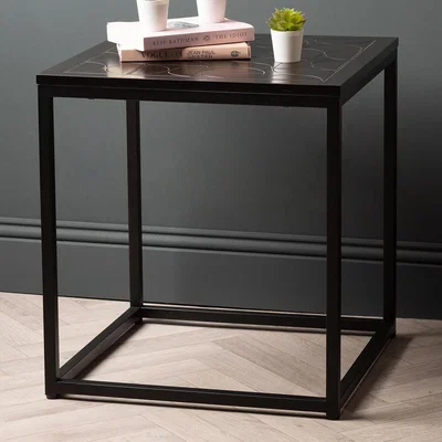 The Range Metal End Table with Wooden Top - Black