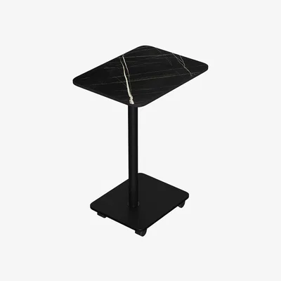 The Range Side Table with Lockable Wheels - Black