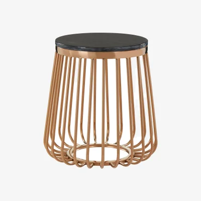 The Range Tula Cage Design Round Side Table - Gold