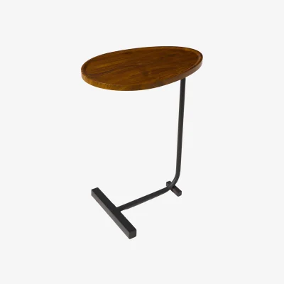 The Range Metal Frame Side Table with E1 MDF Top - Black & Dark Walnut