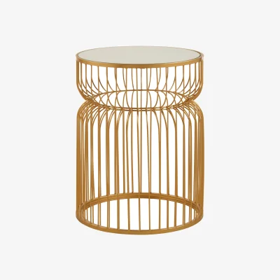 The Range Avantis Gold Metal Wireframe Round Side Table - Gold