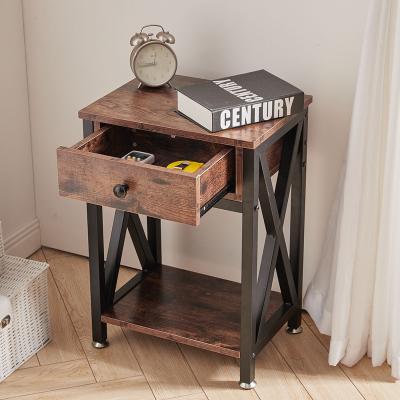 The Range Rustic X-Framed Wooden Side Table for Living Room - Brown