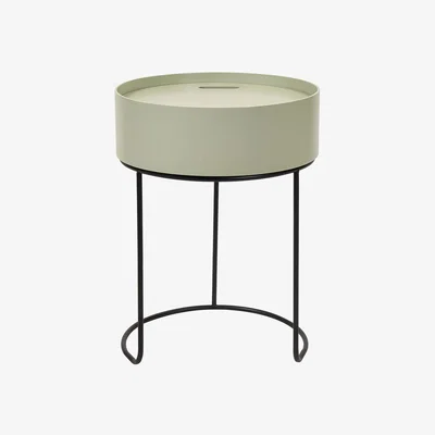 The Range Hugo Wood and Metal Storage Table - Sage Green Top , Black legs