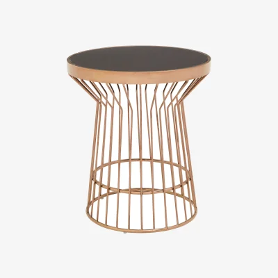 The Range Alvaro Copper Finish Round Side Table - Gold