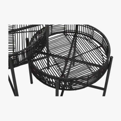 The Range Batu Set Of 2 Black Rattan Side Tables - Black