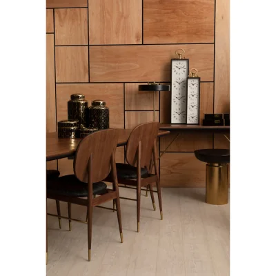 The Range Kensington Townhouse Black and Gold Side Table with Column Base - Gold