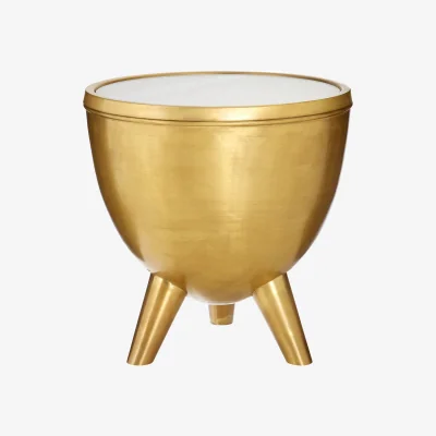 The Range Crest Gold Bowl Shaped Side Table - Gold