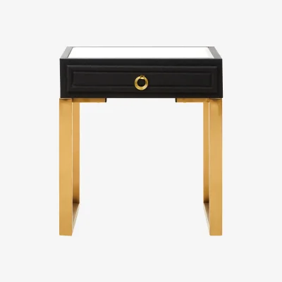 The Range Cardoba 1 Drawer Black Shagreen Effect Side Table - Black