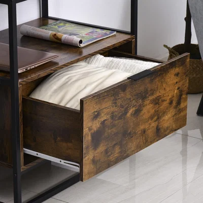 The Range Industrial Style Side Table with Drawer  - Brown