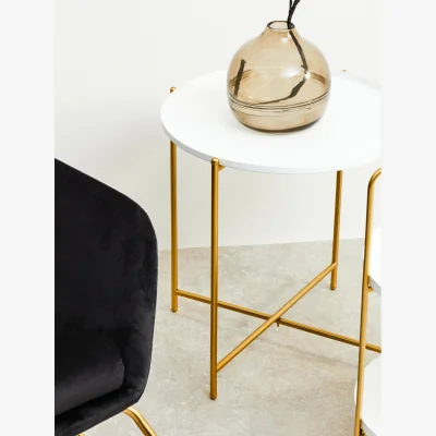 The Range Trosa White and Gold Side Table - White