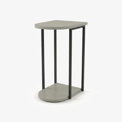 The Range Decortie Roya Half-Round Side Table with Metal Frame and Shelf - Ash Green