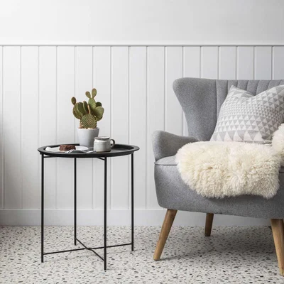 The Range Solid Black Metal Side Table - Black