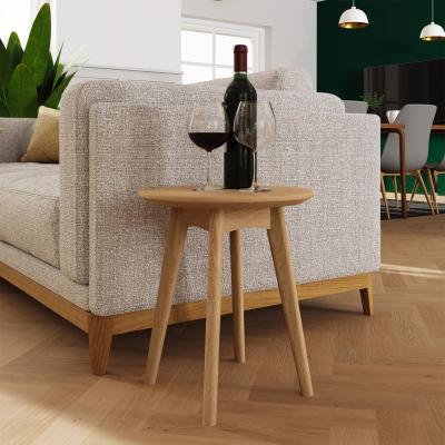 The Range FWStyle Solid Natural Ash Wooden Round Wine Side Table - Natural Brown