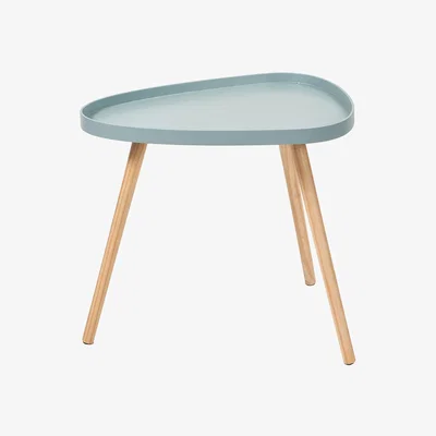 The Range Clarice MDF and Pine Wood Teardrop Side Table - Aqua Top, Natural Legs / 40cm