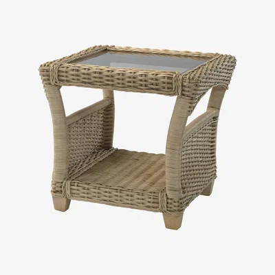 The Range Arlington Cane Side Table Natural Wash - Ivory