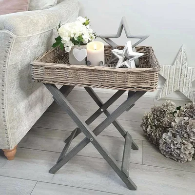The Range Wicker Tray Side Table - natural