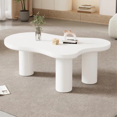 The Range Irregular Painted Cloud Shaped Coffee Table End Table - White