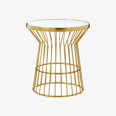 The Range Tula Gold Finish Corset Base Side Table - Gold