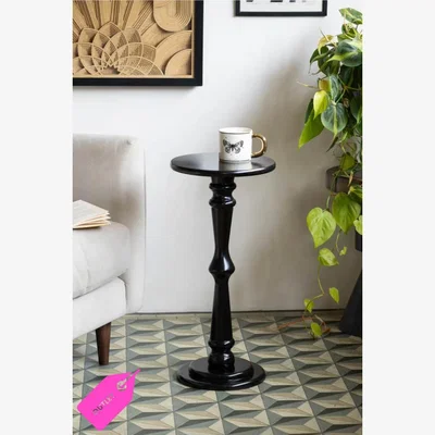Rockett St George Wood Turned Black Side Table - SECONDS
