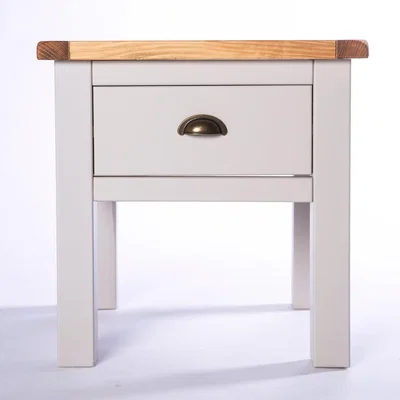 The Range Argenta 1 Drawer Lamp Table 53x53cm - Grey / Brass / Cup