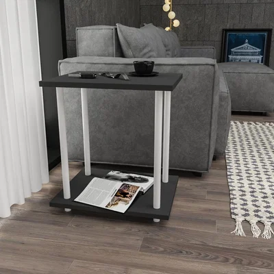 The Range Bristol Industrial Modern Side Table End Table Coffee Table - White&Anthracite