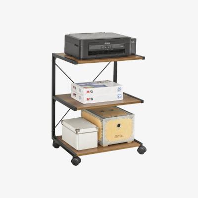 The Range Side Table with Shelf and Side Printer Stand - Brown