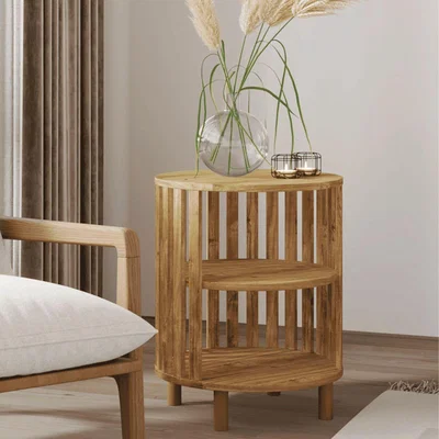 The Range Luna Round 3 Tier Open Side Occasional Table - Mango wood