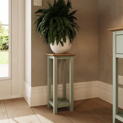 The Range Solid Oak Tall Side Table Ready Assembled - Sage Green