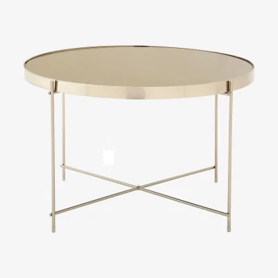 The Range Allure Large Grey Mirror Round  Side Table - Silver
