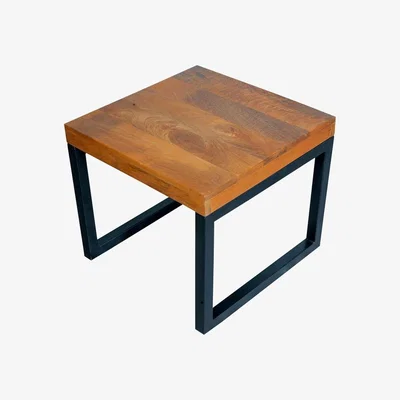 The Range Kinsley Solid Mango Wood Honey Shade Black Metal Leg Side Table - Honey