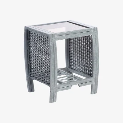 The Range Turin Grey Cane Side Table - Grey