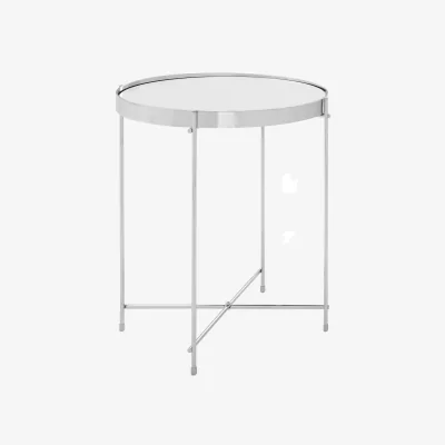 The Range Allure Silver Mirrored Glass Round Side Table - Silver