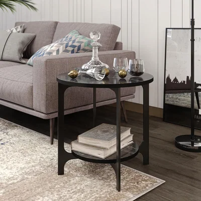 The Range Versy Side End Table - Black Marble Effect&Black