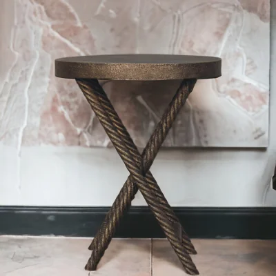 The Range Metallic Rope Side Table - Metallic