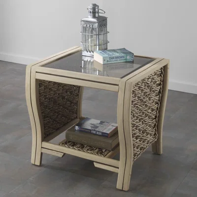 The Range Milan Cane Lamp Table - Yellow